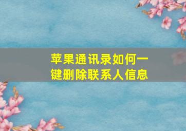 苹果通讯录如何一键删除联系人信息