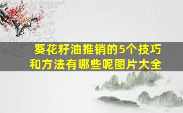 葵花籽油推销的5个技巧和方法有哪些呢图片大全