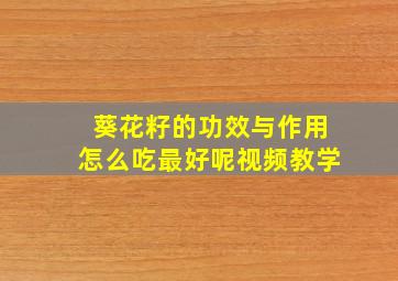 葵花籽的功效与作用怎么吃最好呢视频教学