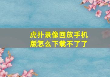 虎扑录像回放手机版怎么下载不了了