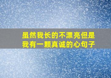 虽然我长的不漂亮但是我有一颗真诚的心句子