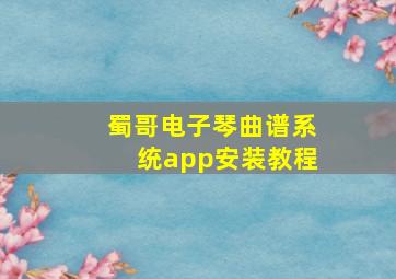 蜀哥电子琴曲谱系统app安装教程