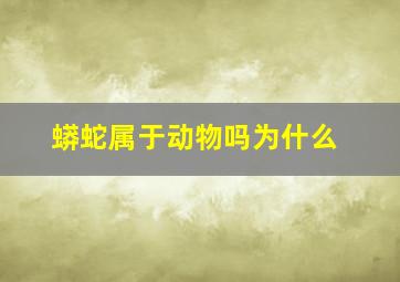 蟒蛇属于动物吗为什么