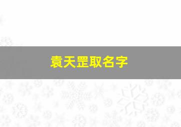 袁天罡取名字