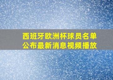 西班牙欧洲杯球员名单公布最新消息视频播放