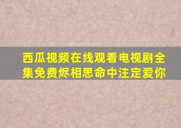 西瓜视频在线观看电视剧全集免费烬相思命中注定爱你