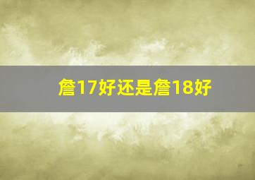 詹17好还是詹18好