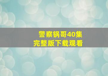 警察锅哥40集完整版下载观看