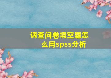 调查问卷填空题怎么用spss分析