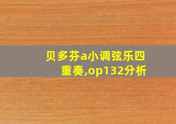 贝多芬a小调弦乐四重奏,op132分析