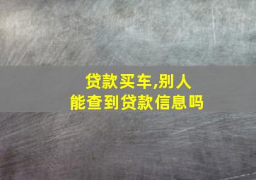 贷款买车,别人能查到贷款信息吗