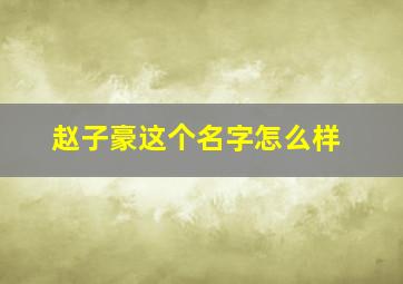 赵子豪这个名字怎么样