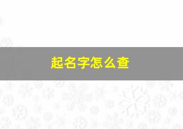 起名字怎么查