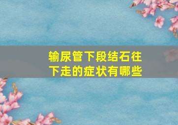 输尿管下段结石往下走的症状有哪些