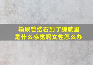 输尿管结石到了膀胱里是什么感觉呢女性怎么办