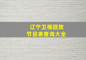 辽宁卫视回放节目表查询大全