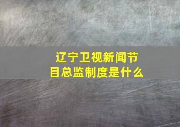 辽宁卫视新闻节目总监制度是什么