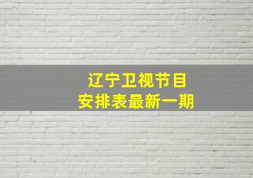 辽宁卫视节目安排表最新一期