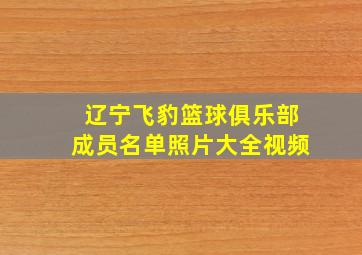 辽宁飞豹篮球俱乐部成员名单照片大全视频