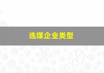 选煤企业类型