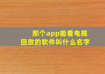 那个app能看电视回放的软件叫什么名字