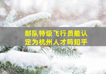 部队特级飞行员能认定为杭州人才吗知乎