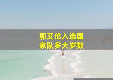 郭艾伦入选国家队多大岁数