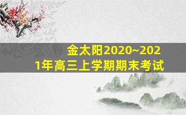 金太阳2020~2021年高三上学期期末考试