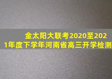 金太阳大联考2020至2021年度下学年河南省高三开学检测