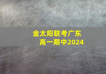 金太阳联考广东高一期中2024