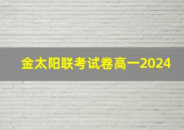 金太阳联考试卷高一2024