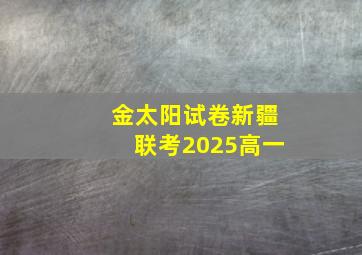 金太阳试卷新疆联考2025高一