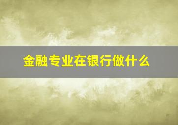 金融专业在银行做什么