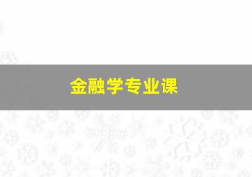 金融学专业课