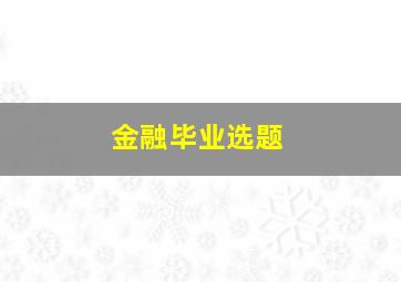 金融毕业选题