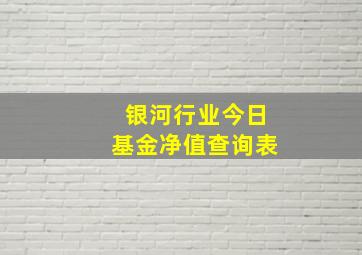 银河行业今日基金净值查询表