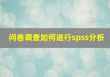 问卷调查如何进行spss分析