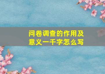 问卷调查的作用及意义一千字怎么写