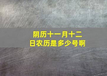 阴历十一月十二日农历是多少号啊