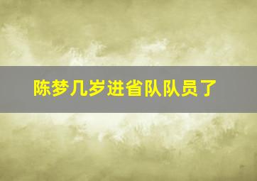 陈梦几岁进省队队员了