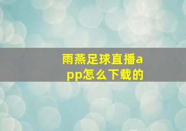 雨燕足球直播app怎么下载的