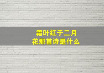 霜叶红于二月花那首诗是什么