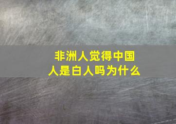 非洲人觉得中国人是白人吗为什么