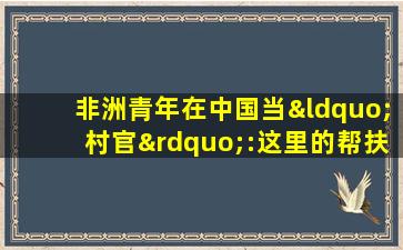 非洲青年在中国当“村官”:这里的帮扶很精准