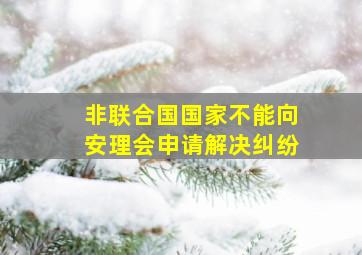 非联合国国家不能向安理会申请解决纠纷