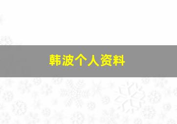 韩波个人资料