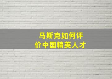 马斯克如何评价中国精英人才