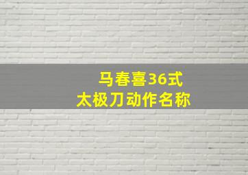 马春喜36式太极刀动作名称