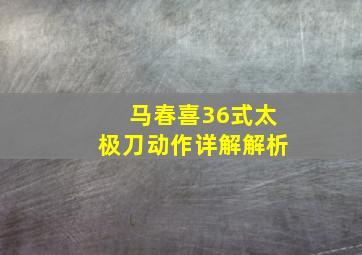 马春喜36式太极刀动作详解解析