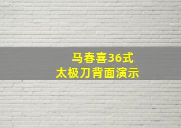 马春喜36式太极刀背面演示